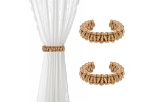 Ptwola 2 Stück Boho Vorhang Raffhalter Gardinenhalter Vorhanghalter Baumwollseil Vorhang Eleganter Rustikale Seil Schnallen Binder für Zuhause Draußen Schlafzimmer Büro Dekorative Vorhänge