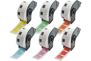 ‎BETCKEY BETCKEY - 6 Rollen DK-11221 Quadratische QR Code Etiketten Kompatibel mit Brother, 23mm x 23mm, 6000 Farbige Etiketten Gemischte Farbe für Brother QL Etikettendrucker