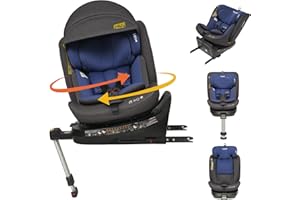 Jovikids Siege Auto, i-Size 40-150 cm, 360° Pivotant ISOFIX pour Groupe 0/1/2/3, Bébé de 0-12 ans, 0 à 36 kg Environ, ECE R129, 12 Positions d'Appui-tête, RWF, FWF Inclinaison, Siège Auto（Bleu）