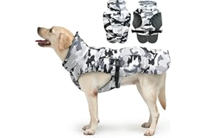 DENTRUN Hundemantel Grosse Hunde, Ärmellose wasserdichte Hundejacke, Hunde Reflektierende Fleecejacke, Winddichter WintermantelHunde, Winddicht Outdoor Hundejacke(Camouflage,XL)