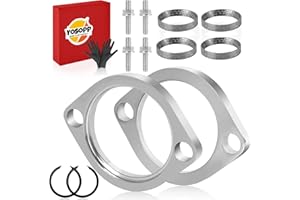 YOSOPP Harley Gasket & Chrome Flange Kit with Nuts、Clips & Washers - Compatible with Big Twin Sportster 883 1200 XL883 XL1200. Dyna FXD FXDWG, FLST FLT FXR, Softail Touring Bobber Chopper 200 (Silver)