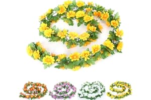 LaresDay Künstliche Blumengirlande - 60 Kunstrosen, Faux Blumen Girlande für Dekoration, Weiße Rose mit Realistischer Nachbildung für Zuhause, Garten, Hochzeiten (Gelb)