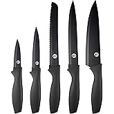 MasterChef Knife Set of 5 Kitchen Knives incl. Paring, Utility, Bread, Carving & Chef Knives for Cooking, Professional Sharp