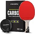 PRO SPIN Elite Series Pro Carbon Performance-Level Table Tennis Racket with Carbon Fiber Technology, Bonus Premium Rubber Protector (Red)