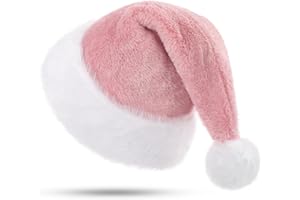 KONVINIT Christmas Hat - Adult Santa Claus Hat Plush, Deluxe for Men and Women, Xmas Party, Santa Costume, Red