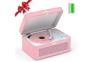 CD Players for Home Retro: Kegaudio CD Player Portable Bluetooth Pink PU Speakers & Radio & Remote Control Vintage CD-Player Support USB/AUX Playback Headphone jack