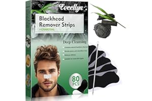 Eveellyn Mitesserentferner Stripes, 80 Stück Mitesser Entferner, Tiefenreinigende Mitesser-Nasenstreifen mit Aktivkohle für Alle Hauttypen, Für Männer und Frauen
