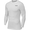 TCA Boys' Long Sleeve Compression Shirt, Athletic Workout Sports Undershirt Base Layer Top - Pro White, XLY 12-14 Years