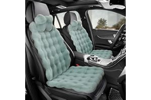 LiveGo Fuzzy Rabbit Fur Car Seat Cushion, Soft Fluffy Protector Warm Faux Rabbit Fur Non-Slip Front and Back Seat Covers Fuzzy Car Seat Interior Warm for Winter Mat Universal Fit (Matcha green, 3)