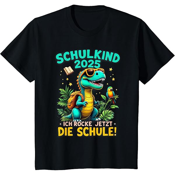 Shirtracer Kinder T-Shirt „Schulkind 2025 Dinosaurier“ – Einschulungsgeschenk Für Jungen, 100% Baumwolle