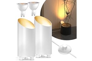 BrightArk Spot Led Uplight 5W Projecteur Solaire Avec Interrupteur de Pied, Lampe de Sol Pour éclairage Indirect, Applique Sol Incluant Lampe Led GU10 Blanc Chaud 3000K, 2 Pièces