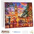 MEIYUDA DIY Paint by Numbers for Adults with Frame London at Sunset, Paint by Numbers Kits, Arts and Crafts for Beginner Acrylic Pigment Drawing Paintwork Wall Art for Home Wall Decor 40x30cm