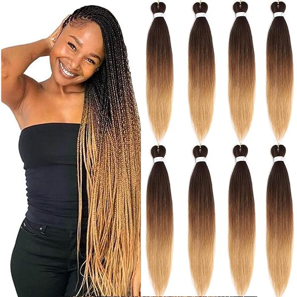 FESHFEN Pre Stretched Braiding Hair – 65 Cm, 8 Packs, Yaki-Textur, Pink, Für Zöpfe & Extensions