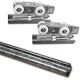 Schiebetür Beschlagset mit Laufwagen/Laufkatze | Wartungsfreie Geräuscharme Laufrollen | 2 Auflaufstopper mit Festhaltefunkti