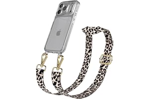 EAZY CASE Handykette - Verstellbares Taschenband kompatibel mit iPhone 17 Pro, Schulterriemen, Handykordel mit Silikon Hülle, Umhängetasche, Schwarz Beige Gold