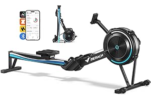 MERACH Máquina de Remo para casa con Resistencia de Aire, 10 Niveles Ajustables con aplicación Exclusiva, máquina de Remo Profesional para Interiores, Asiento ergonómico y cómodo