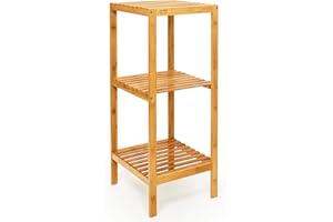 bambuswald© Scaffale, Stabile e Sostenibile, 100% in Bambù, da Bagno, Stoccaggio, Scaffale per Uso Domestico, 3 Ripiani, 80x33x33 cm