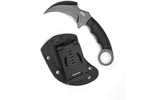 KHU Nóż ze stałym ostrzem Nóż EDC Nóż survivalowy Nóż myśliwski Nóż Bushcraft Stali D2 Rękojeść G10, outdoorowy Myśliwski kempingowe Akcesoria - z pochwą Kydex (Czarny-18A)