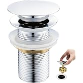 kelleria Click Clack Sink Drain Plug for Washbasin, Pop Up Pop Up Valve | Universal 1 1/4" Removable Hair Filter Cap with 3 G