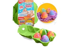 Zimpli Kids 4 x Fizzy Egg Baff Bombz Gift Set, Alternative idéale aux friandises chocolatées de Pâques, Bombe de bain pétillante pour enfants, Bombe de bain colorée et pétillante, Jouet de bain