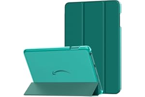 MoKo Case Fits Amazon Kindle Fire HD 8 & 8 Plus Tablet(12/10th Gen, 2024/2022/2020 Release) 8", PU Leather Trifold Stand Cover with Translucent Frosted Backshell with Auto Wake/Sleep, Jade Green