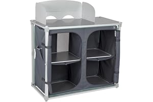 Bo-Camp Quick Up Solid – Kã ¼ chenschrank Pieghevole 4 Fã ¤ ergonomico con ripiano + Top + Protezione Antivento