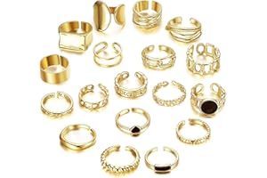 MILACOLATO Bohemian Knuckle Vintage Rings for Women Man Girls Boys，Adjustable Chunky Finger Stackable Midi Fashion Finger Turquoise Bead Accessories Silver Plated Retro Ring Set （18Pcs）