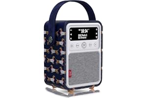 Joules Monty Radio Digital Dab Plus/Dab con Bluetooth, Fm y Función de Radio-Despertador por VQ con Antena y Puerto de Carga Usb - Perro Salchicha