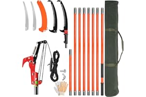 Outopee 26FT Pole Pruning Saw, Manual Pole Saw Long Handle Pruner Set, Telescopic Tree Trimmers Garden Tools with Sharp Blade, Scissors, Carry Bag for Pruning Palms and Shrubs High Branches, Orange