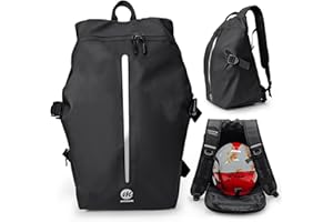 Moman Zaino Moto Riflettente, B2R Zaino per Casco Impermeabile 40L Grande Capacità e Scomparto per Laptop Borsa Porta Casco Moto per Viaggi, Ciclismo, Bicicletta, Casco da Basket