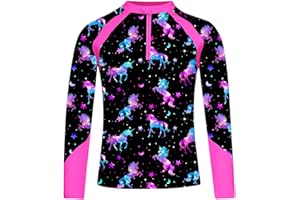 Manyakai Kids Girls Rash Vest Long Sleeve Rash Guard Swim Shirt UPF 50+ UV Protection Quickly Dry Rash Top