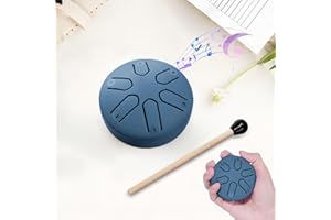 BNEHHOV Steel Tongue Drum Mini 3 Pollici 6 Note Tamburo Handpan Strumento a Percussione Tamburi in Acciaio con Bacchette per Tamburi Note Sticks per Meditazione Yoga Zazen Sound Healing (Blu navy)