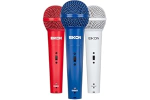 PROEL EIKON DM800COLORKIT - Il kit comprende 3 Microfoni (Rosso, Blu, Bianco) Dinamici per Live, Canto, Voce e Karaoke + 3 supporti microfonici + Valigetta trasporto, Nero (multi)