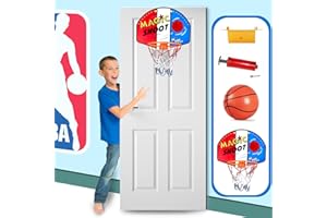 Kidoloop 34CM Mini Basketball Hoop Indoor for Kids- Wall-Mounted Backboard with Mini Basketballs and Air Pump - Over Door-Mountable Indoor Sports Game for Kids and Adults
