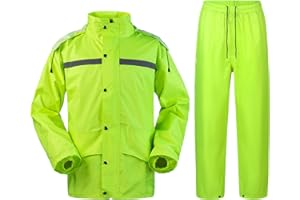 Oralidera Herren Regenanzug mit Kapuze Wasserdichter Anzug Reflektierender Regenjacke und Regenhose Regenkleidung Fahrrad Outdoor Regenkombi