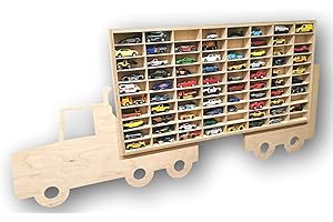 Dekoralove Boîte de Rangement pour 80 Voitures Étagère en bois compatible hot wheels avec les voitures, rangement, ségrégation des jouets