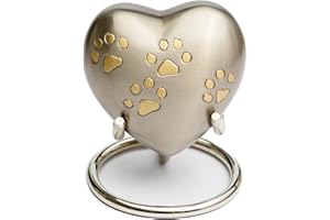 Royal Rapture Urn for ashes Paw Heart Funeral Cremation Memorial Keepsake Pet Dog Cat|With Stand (Pewter 3") RHP01-03