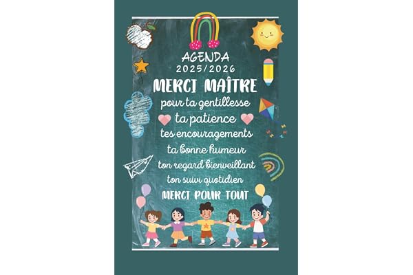 Cadeau Maitre D'école: Agenda Professeur Semainier Original , merci enseignant , fin d’année remerciement