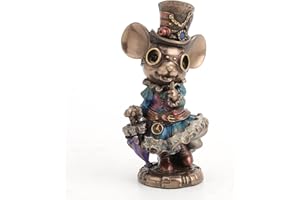 Veronese Design 5 1/2 Steampunk Lady Mouse con cappello a cilindro e ombrellone, statuetta in bronzo