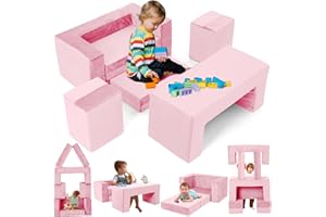 Gilire 2025 Neuestes Spielsofa | Spielsofa für Kinder | Kindersofa aus 7 Schaumstoff Bausteine, Flexibel Kombinierbare Kinder Couch Modulares Spielsofa zum Spielen, Kreativsein, Schlafen