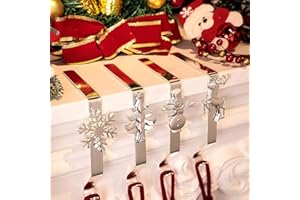 Auniq Paquete de 4 soportes para medias navideñas, ganchos para medias metálicas Clips para medias navideñas Ganchos para colgar para la chimenea de manto Decoraciones para fiestas de Navidad Nuevo