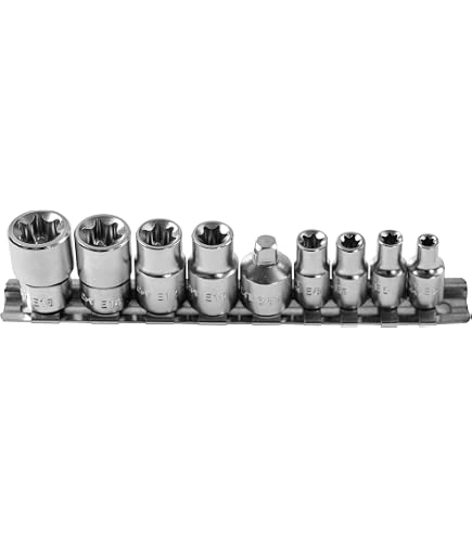 5 Torx-Steckschlüssel – Flach, 1/4 Zoll Antrieb, Größen E4 Bis E8, Aus Cr-V Stahl