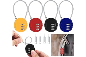 XUIIOSOOKP 4 Pièces Cadenas à Combinaison, Petit Cadenas à Code Cable, Cadenas de Sécurité à Combinaison à 3 Chiffres Réinitialisables pour Valise Sac de Voyage Casier, avec 4 x Codeurs