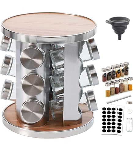 Portaspezie Da Cucina Relaxdays - 12 Barattoli Vetro, Spargispezie, In Metallo E Legno - Foto 6