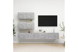 Kstyhome Juego de Mueble para TV de 4 Piezas, Conjunto para Salón, Módulos de Aglomerado Gris Hormigón