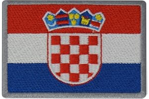 BENOBLER FanShirts4u Aufnäher - Kroatien - Fahne - 8 x 5,5cm - Flagge Wappen Bestickt Patch Badge Croatia (Silberne Umrandung)