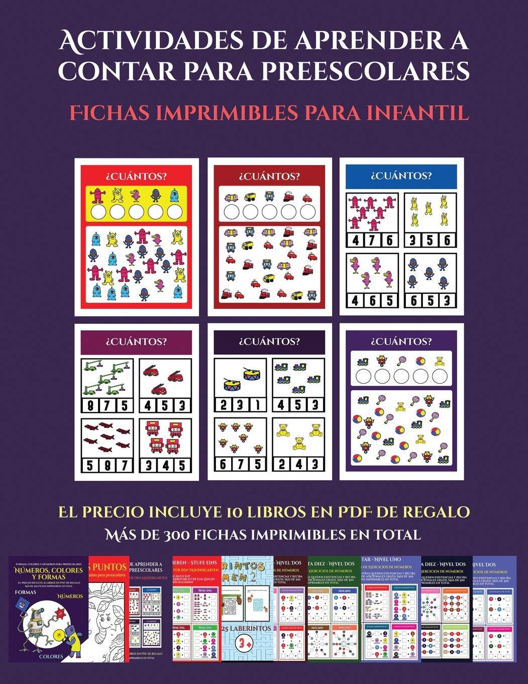 Fichas imprimibles para infantil : Un libro de actividades para aprender a contar para niños en edad preescolar/de infantile
