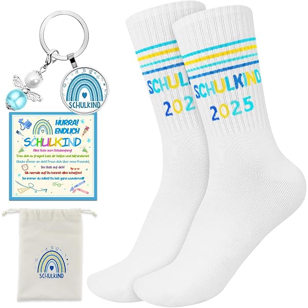 ENSTAB Schulkind Socken Baumwolle Schulkind 2025 Einschulung Geschenk Lustige Schultüte Füllung Schulanfang Geschenk (DE/NL/SE/PL, Numerisch, 30, 34