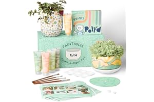 ‎POTT'D Pott’d Paintables Blumentopf zum Bemalen, DIY Keramik-Bemalen-Set für Erwachsene mit Töpfen, Untersetzern, Farben, Pinseln, Palette und Anleitung – Kreatives Geschenk oder Wohn-Deko