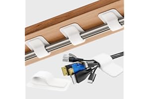 FANSTO Gestion des câbles sous Le Bureau, 【Jusqu'à 15 Cordons】【Support de Fils amélioré】 Organisateur de Cordons, Attaches de câble réglables en Crochet et Boucle, Support de Cordon réutilisable, Clips de